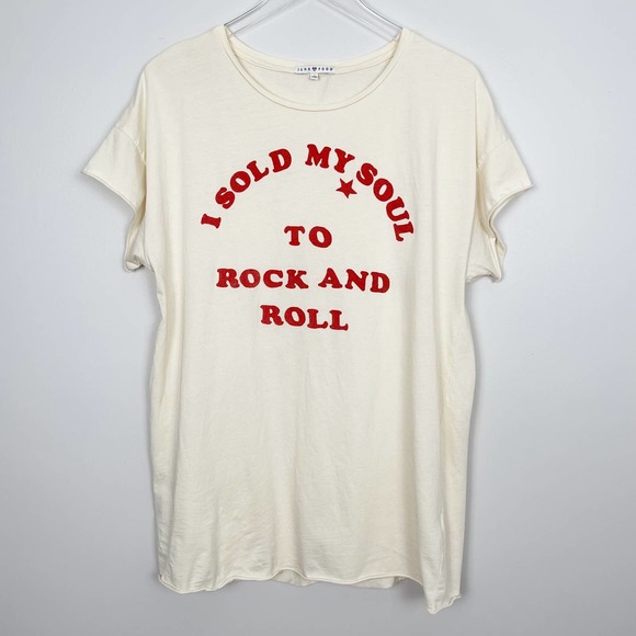 Junk Food Clothing Tops - Junk Food I Sold My Soul To Rock And Roll Tee L